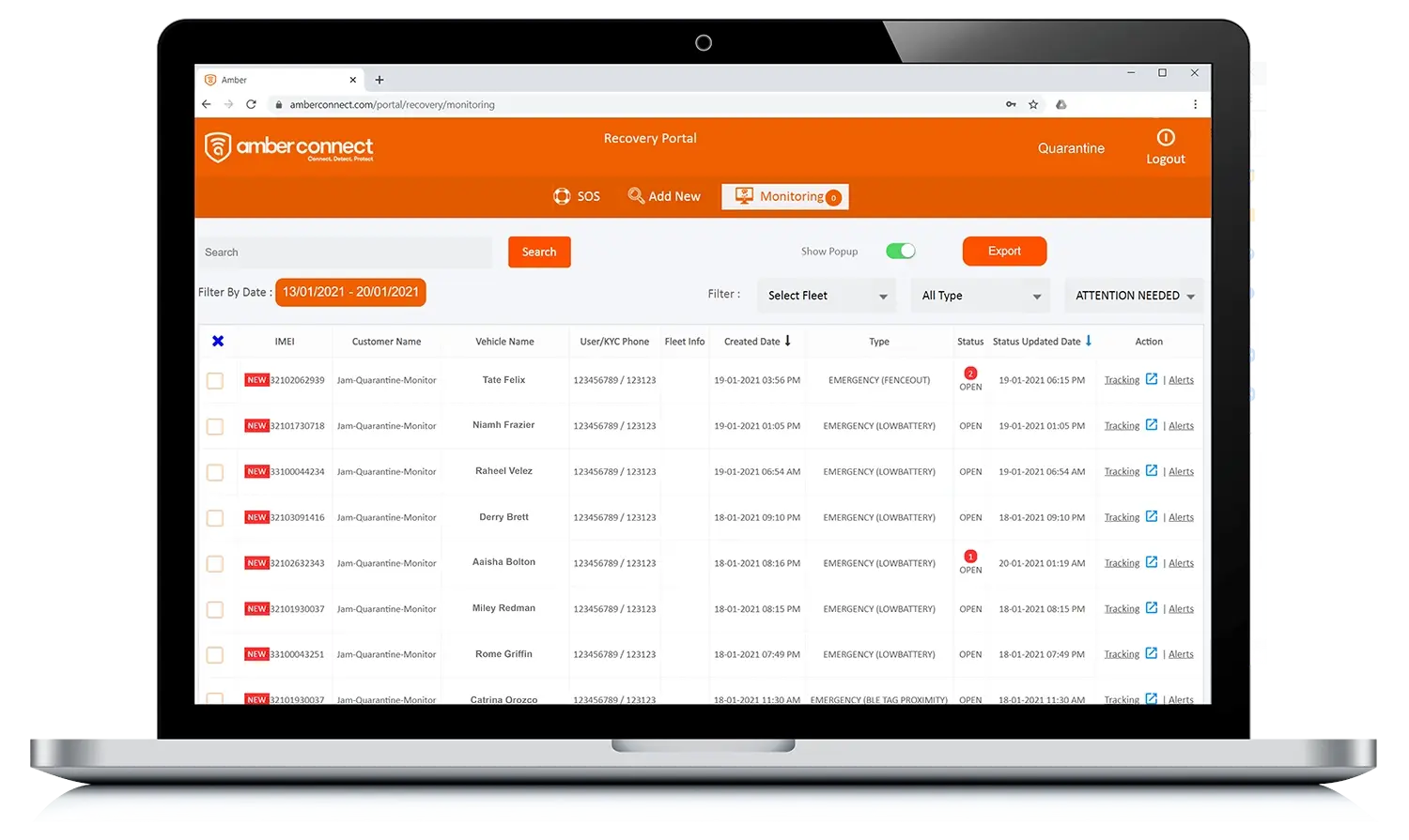 Quarantine Portal Dashboard