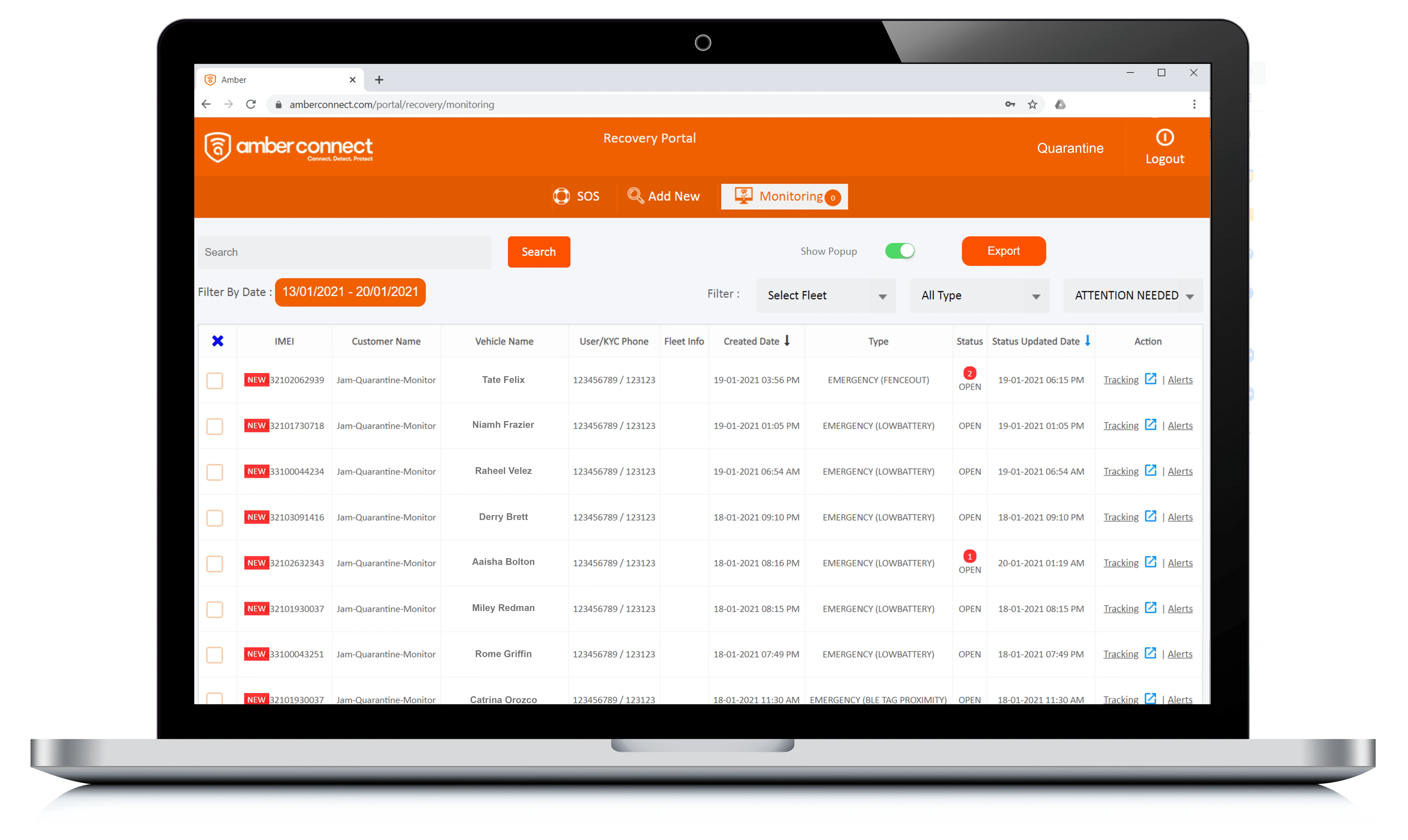 Quarantine Portal Dashboard