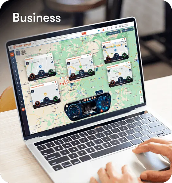 Amber Connect business dashboard for enterprise customers displaying GPS tracking and telematics solutions overview